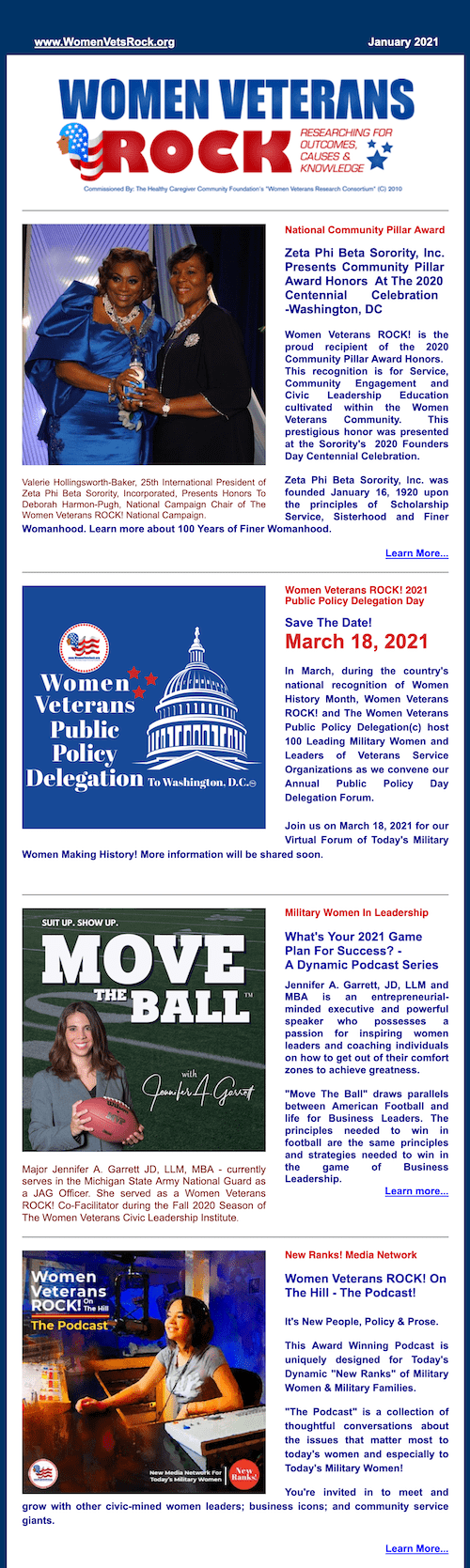 January 2021 Women Veterans Rock Newsletter